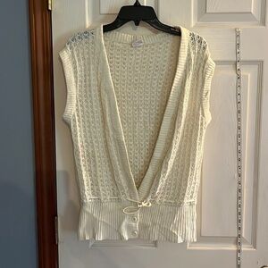 You and I-size Large-ivory crocheted sweater/vest. Three buttons on the bottom.
